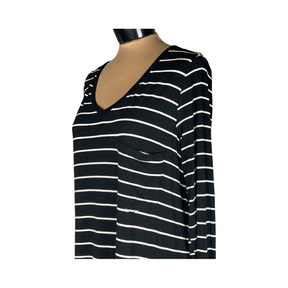 Grace & Lace Long Sleeve Perfect Pocket Tee In Black With White Stripes Size L - Picture 8 of 14